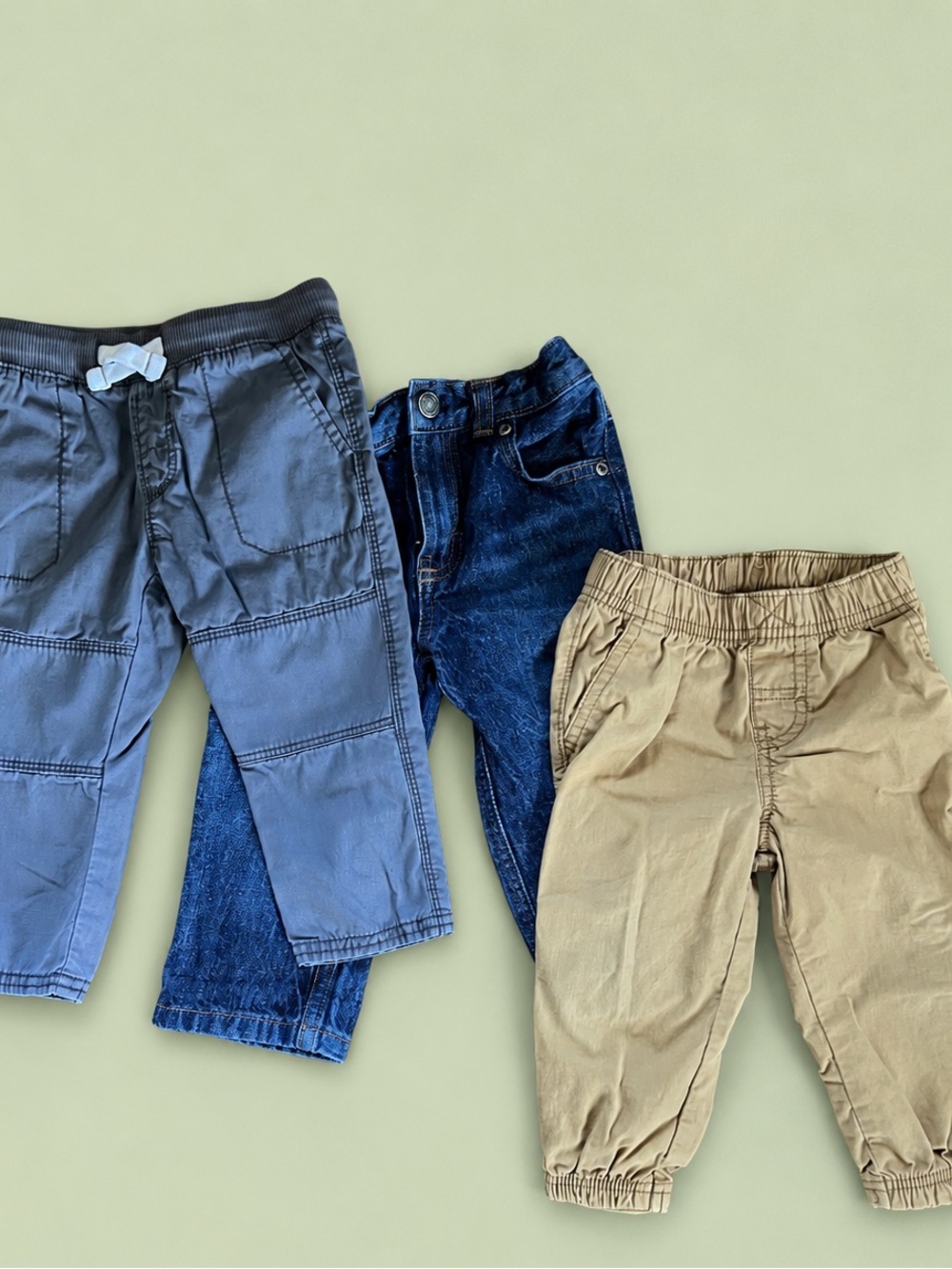 Carter's 12m Set of 3 Pull-On Pants - Grey, Denim, Khaki